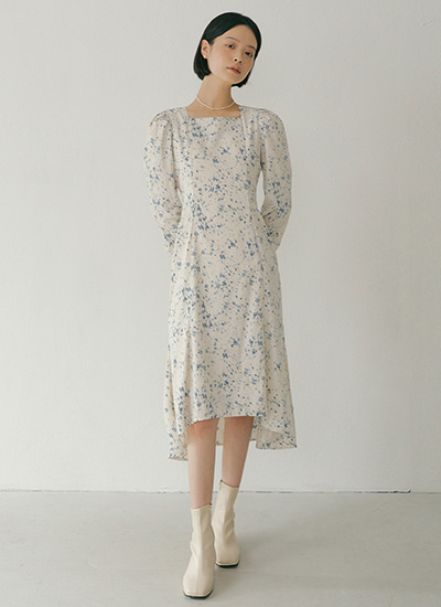 FAL PUFF-SLEEVE SQUARE NECK OPS IVORY BLUE